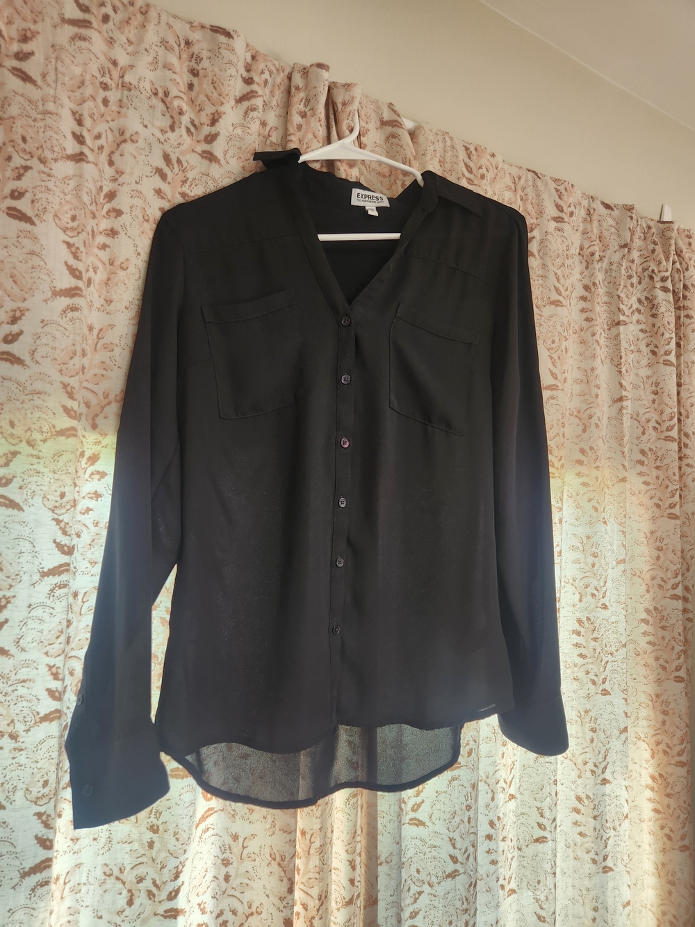 Express Womens Portofino Black Button-Up Shirt